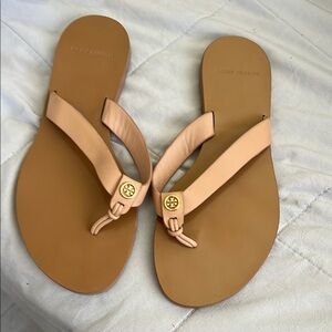 Tory Burch Nude Leather Thong Sandals